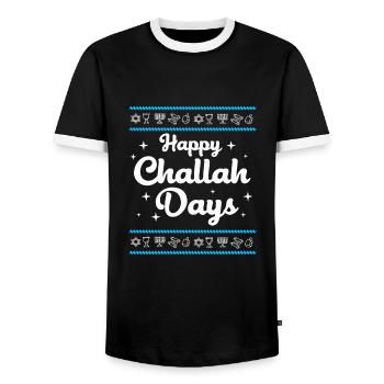 Hanukkah - Men's Ringer Shirt - black/white - Front - AI Model Female 172 light (172cm) & AI Model Male 178 light (178cm)