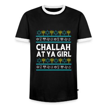 Hanukkah - Men's Ringer Shirt - black/white - Front - AI Model Female 172 light (172cm) & AI Model Male 178 light (178cm)