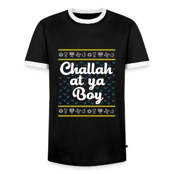 Hanukkah - Men's Ringer Shirt - black/white - Front - AI Model Female 172 light (172cm) & AI Model Male 178 light (178cm)