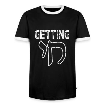 Hanukkah - Men's Ringer Shirt - black/white - Front - AI Model Female 172 light (172cm) & AI Model Male 178 light (178cm)