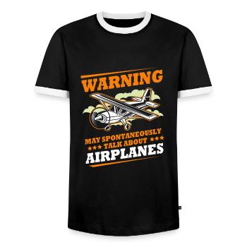 Pilot Airplane - Men's Ringer Shirt - black/white - Front - AI Model Female 172 light (172cm) & AI Model Male 178 light (178cm)