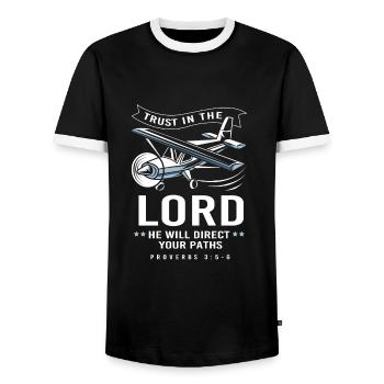 Pilot Airplane - Men's Ringer Shirt - black/white - Front - AI Model Female 172 light (172cm) & AI Model Male 178 light (178cm)