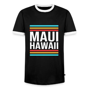 Maui Hawaii Hawaiian - Men's Ringer Shirt - black/white - Front - AI Model Female 172 light (172cm) & AI Model Male 178 light (178cm)