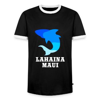 Maui Hawaii Hawaiian - Men's Ringer Shirt - black/white - Front - AI Model Female 172 light (172cm) & AI Model Male 178 light (178cm)