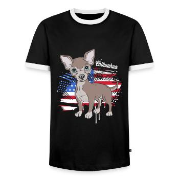 Chihuahua - T-shirt contrasté Homme - noir/blanc - Devant - AI Model Female 172 light (172cm) & AI Model Male 178 light (178cm)