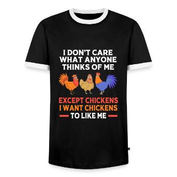 Poulet Volaille - T-shirt contrasté Homme - noir/blanc - Devant - AI Model Female 172 light (172cm) & AI Model Male 178 light (178cm)