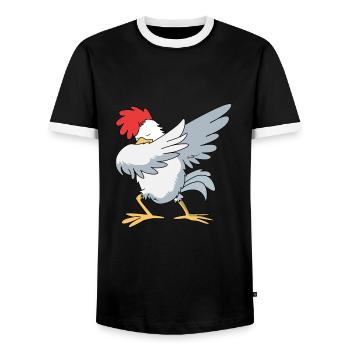 Chicken Poultry - Men's Ringer Shirt - black/white - Front - AI Model Female 172 light (172cm) & AI Model Male 178 light (178cm)
