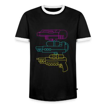 Wasserpistole - Männer Kontrast-T-Shirt - Schwarz/Weiß - Vorne - AI Model Female 172 light (172cm) & AI Model Male 178 light (178cm)