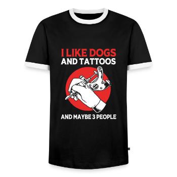 Tatoueur Tatoueur Tatoueur Tatoué Tatouage - T-shirt contrasté Homme - noir/blanc - Devant - AI Model Female 172 light (172cm) & AI Model Male 178 light (178cm)