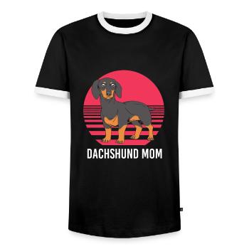 Dachshund - Men's Ringer Shirt - black/white - Front - AI Model Female 172 light (172cm) & AI Model Male 178 light (178cm)