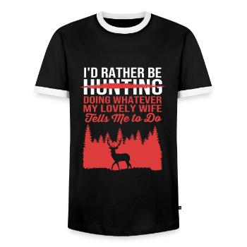 Jäger Jagen - Männer Kontrast-T-Shirt - Schwarz/Weiß - Vorne - AI Model Female 172 light (172cm) & AI Model Male 178 light (178cm)