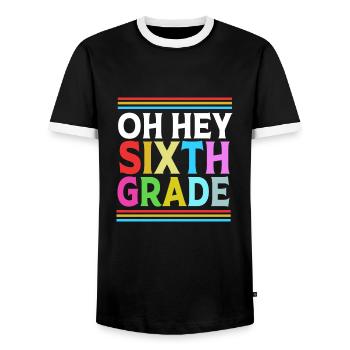 6. Klasse - Männer Kontrast-T-Shirt - Schwarz/Weiß - Vorne - AI Model Female 172 light (172cm) & AI Model Male 178 light (178cm)
