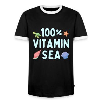 100 Prozent Vitamin Meer - Männer Kontrast-T-Shirt - Schwarz/Weiß - Vorne - AI Model Female 172 light (172cm) & AI Model Male 178 light (178cm)