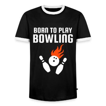 Né pour jouer au bowling (Bowlingkugel mit Flammen) - T-shirt contrasté Homme - noir/blanc - Devant - AI Model Female 172 light (172cm) & AI Model Male 178 light (178cm)
