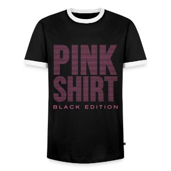Pink Shirt Black Edition - Men's Ringer Shirt - black/white - Front - AI Model Female 172 light (172cm) & AI Model Male 178 light (178cm)