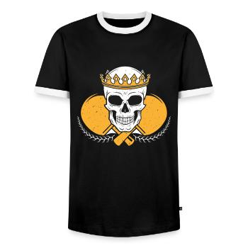 Tennis de table Tennis Ping Pong Cadeau Hobby Sport - T-shirt contrasté Homme - noir/blanc - Devant - AI Model Female 172 light (172cm) & AI Model Male 178 light (178cm)