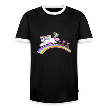 Einhorn - Regenbogen - Unicorn Poop - Männer Kontrast-T-Shirt - Schwarz/Weiß - Vorne - AI Model Female 172 light (172cm) & AI Model Male 178 light (178cm)