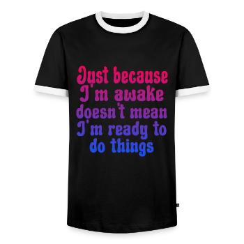 Just Because I'm Awake Funny Retro Procrastination - Männer Kontrast-T-Shirt - Schwarz/Weiß - Vorne - AI Model Female 172 light (172cm) & AI Model Male 178 light (178cm)