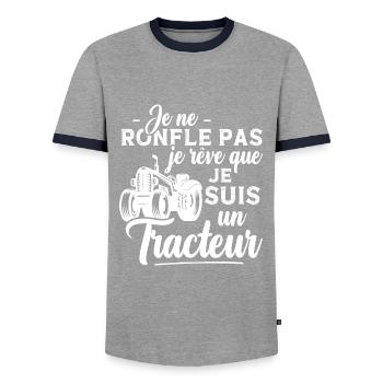 Je ne ronfle pas je rêve que je suis un tracteur - T-shirt contrasté Homme - gris/marine  - Devant - AI Model Female 172 light (172cm) & AI Model Male 178 light (178cm)