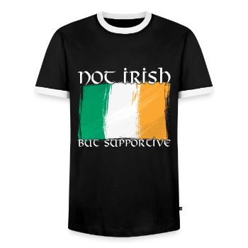 Not Irish But Supportive - Men's Ringer Shirt - black/white - Front - AI Model Female 172 light (172cm) & AI Model Male 178 light (178cm)