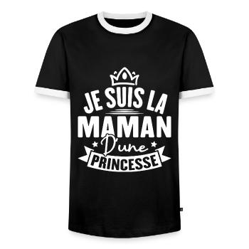 Je suis la maman d une princesse - T-shirt contrasté Homme - noir/blanc - Devant - AI Model Female 172 light (172cm) & AI Model Male 178 light (178cm)