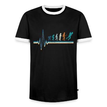 Tennisspieler Herzschlag Tennis Evolution - Männer Kontrast-T-Shirt - Schwarz/Weiß - Vorne - AI Model Female 172 light (172cm) & AI Model Male 178 light (178cm)
