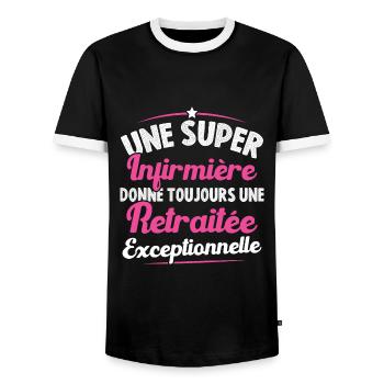 Une super infirmière donne toujours une retraitée - T-shirt contrasté Homme - noir/blanc - Devant - AI Model Female 172 light (172cm) & AI Model Male 178 light (178cm)