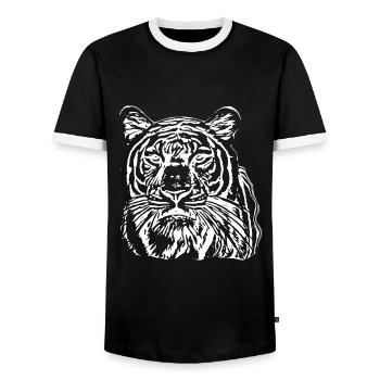 Tiger - Männer Kontrast-T-Shirt - Schwarz/Weiß - Vorne - AI Model Female 172 light (172cm) & AI Model Male 178 light (178cm)