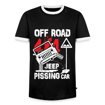 Jeep Hors-piste Pissing - T-shirt contrasté Homme - noir/blanc - Devant - AI Model Female 172 light (172cm) & AI Model Male 178 light (178cm)