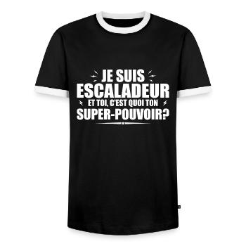 I am a Climber. What's your superpower? - Men's Ringer Shirt - black/white - Front - AI Model Female 172 light (172cm) & AI Model Male 178 light (178cm)