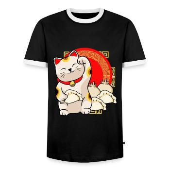 Glückskatz Und Dumplings - Männer Kontrast-T-Shirt - Schwarz/Weiß - Vorne - AI Model Female 172 light (172cm) & AI Model Male 178 light (178cm)