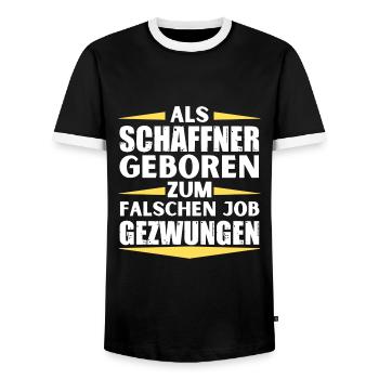 Le chef de train s’est trompé de poste - T-shirt contrasté Homme - noir/blanc - Devant - AI Model Female 172 light (172cm) & AI Model Male 178 light (178cm)