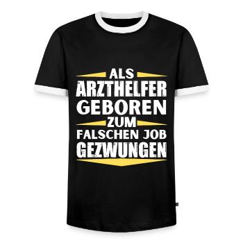 Arzthelfer im falschen Job gelandet - Männer Kontrast-T-Shirt - Schwarz/Weiß - Vorne - AI Model Female 172 light (172cm) & AI Model Male 178 light (178cm)
