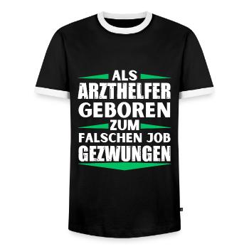 Arzthelfer im falschen Job gelandet - Männer Kontrast-T-Shirt - Schwarz/Weiß - Vorne - AI Model Female 172 light (172cm) & AI Model Male 178 light (178cm)