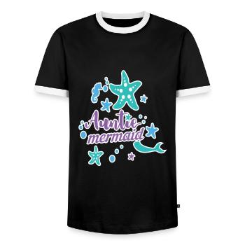 Auntie Mermaid - Men's Ringer Shirt - black/white - Front - AI Model Female 172 light (172cm) & AI Model Male 178 light (178cm)