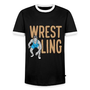 Wrestling Wrestler - Männer Kontrast-T-Shirt - Schwarz/Weiß - Vorne - AI Model Female 172 light (172cm) & AI Model Male 178 light (178cm)