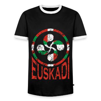 Flagge von Euskadi. Lauburu Baskenland. Ikurriña - Männer Kontrast-T-Shirt - Schwarz/Weiß - Vorne - AI Model Female 172 light (172cm) & AI Model Male 178 light (178cm)