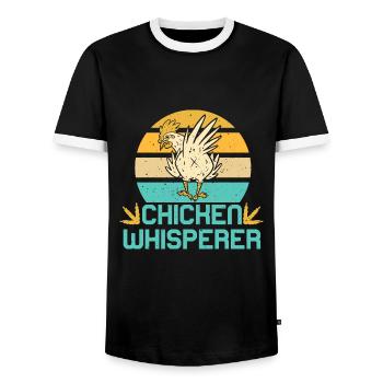 Chicken Whisperer Funny Chicken Farmer - Männer Kontrast-T-Shirt - Schwarz/Weiß - Vorne - AI Model Female 172 light (172cm) & AI Model Male 178 light (178cm)