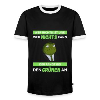 Gegen die Grünen T-Shirt Grüne raus politisches - Männer Kontrast-T-Shirt - Schwarz/Weiß - Vorne - AI Model Female 172 light (172cm) & AI Model Male 178 light (178cm)