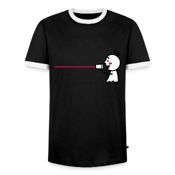 love tin can telephone couple shirt - boy - Männer Kontrast-T-Shirt - Schwarz/Weiß - Vorne - AI Model Female 172 light (172cm) & AI Model Male 178 light (178cm)