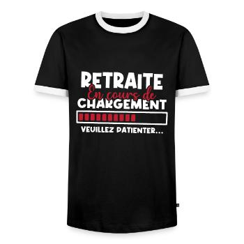 Retraite en cours de chargement - T-shirt contrasté Homme - noir/blanc - Devant - AI Model Female 172 light (172cm) & AI Model Male 178 light (178cm)