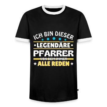 Ich bin dieser legendäre Pfarrer - Männer Kontrast-T-Shirt - Schwarz/Weiß - Vorne - AI Model Female 172 light (172cm) & AI Model Male 178 light (178cm)