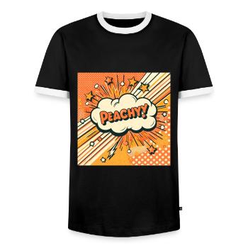 Peachy Peach - Men's Ringer Shirt - black/white - Front - AI Model Female 172 light (172cm) & AI Model Male 178 light (178cm)