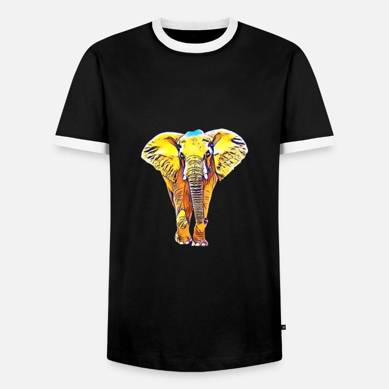 Elefant - Männer Kontrast-T-Shirt - Schwarz/Weiß