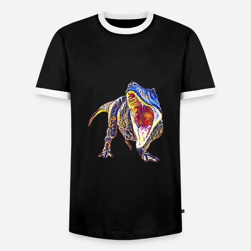 T-Rex - Männer Kontrast-T-Shirt - Schwarz/Weiß