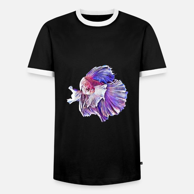 Kampffisch - Männer Kontrast-T-Shirt - Schwarz/Weiß