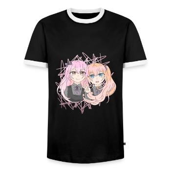 Filles manga - T-shirt contrasté Homme - noir/blanc - Devant - AI Model Female 172 light (172cm) & AI Model Male 178 light (178cm)