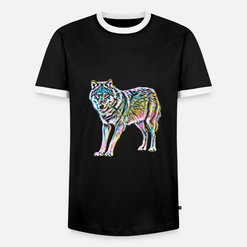 Wolf - Männer Kontrast-T-Shirt - Schwarz/Weiß
