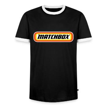 Matchbox™ Logo Officiel Orange, Jaune & Noir - T-shirt contrasté Homme - noir/blanc - Devant - AI Model Female 172 light (172cm) & AI Model Male 178 light (178cm)