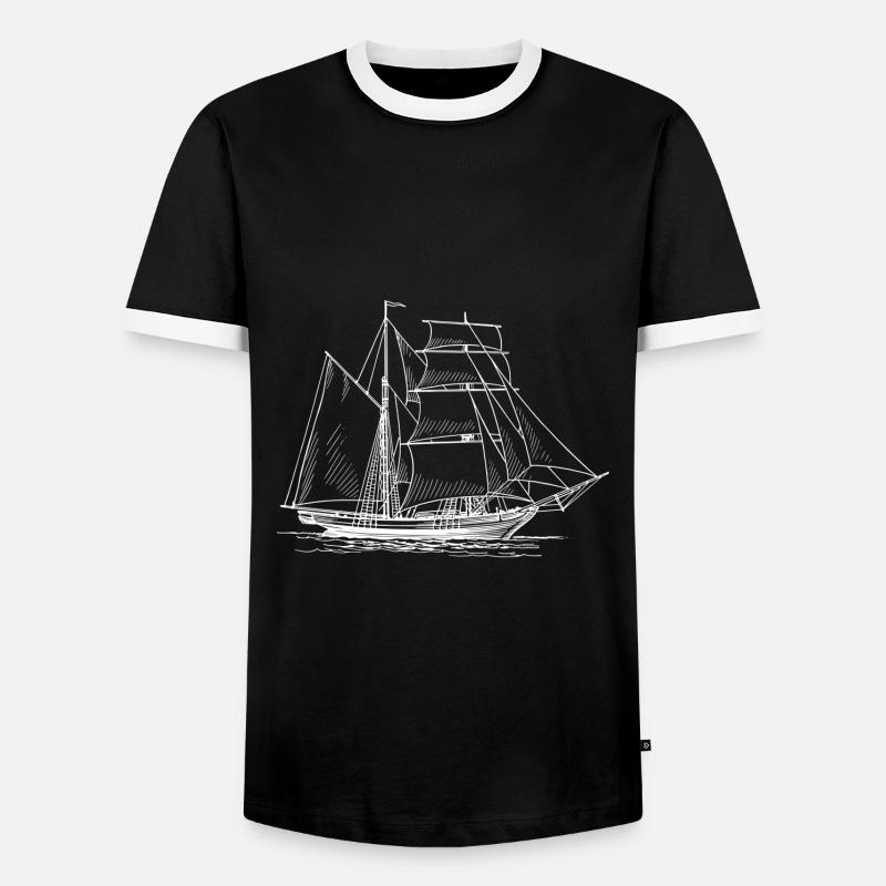 Sailing ship - Men's Ringer Shirt - black/white